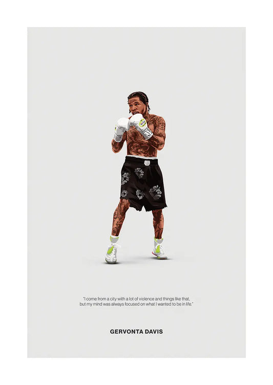 Gervonta Davis boxing poster with motivational quote about overcoming violence