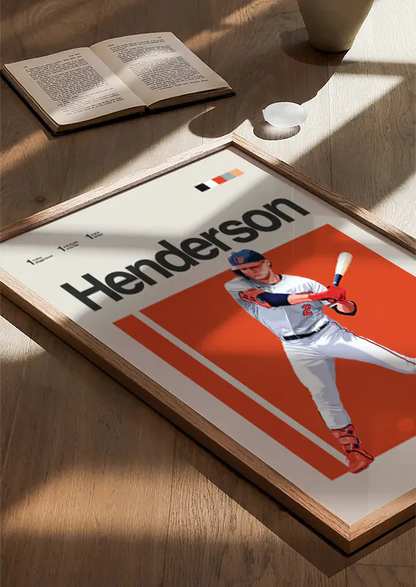 orange and white modern baseball art of gunnar henderson