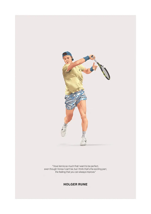 Holger Rune tennis poster with motivational quote