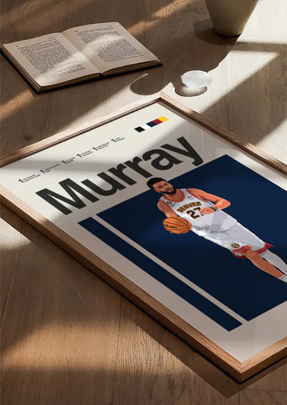 Minimalist NBA artwork showing Jamal Murray dribbling