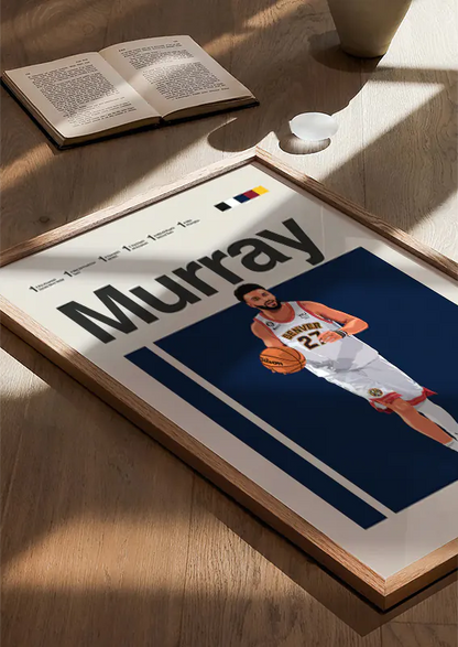 Minimalist NBA artwork showing Jamal Murray dribbling