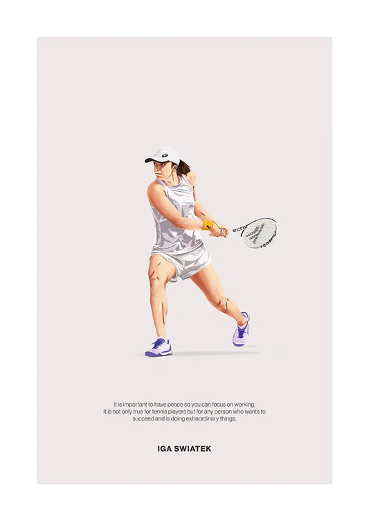Iga Światek tennis poster with inspirational quote
