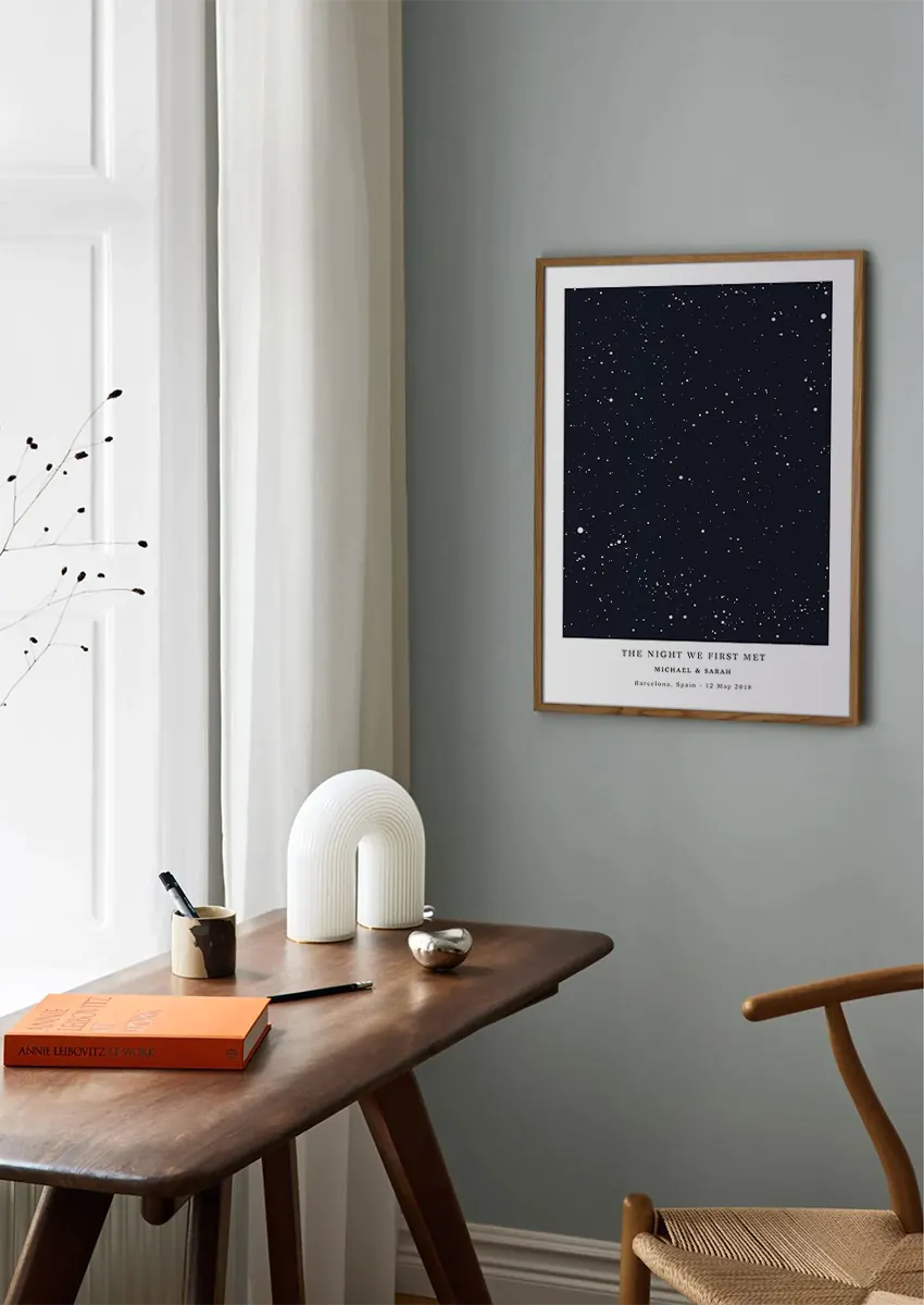 Personalized romantic star map poster with night sky for couples