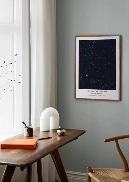 Personalized romantic star map poster with night sky for couples