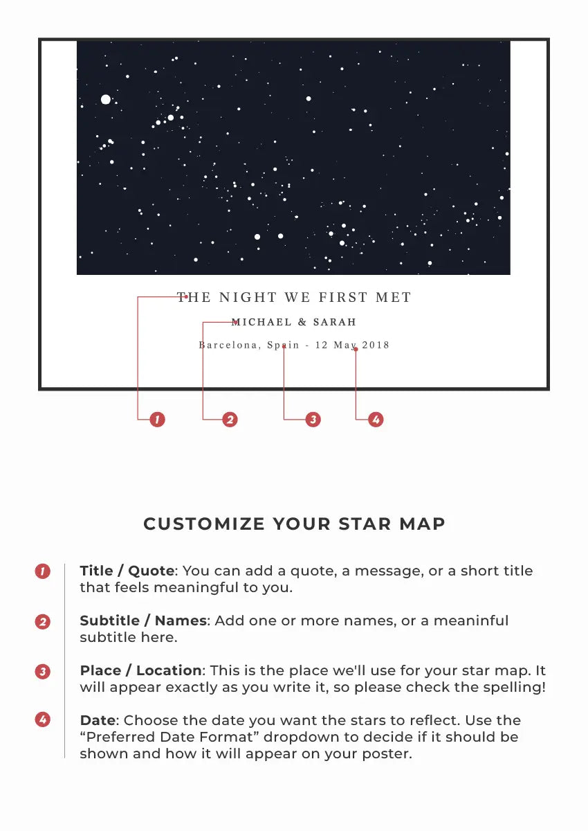 Anniversary or wedding gift idea – romantic night sky poster with names and location