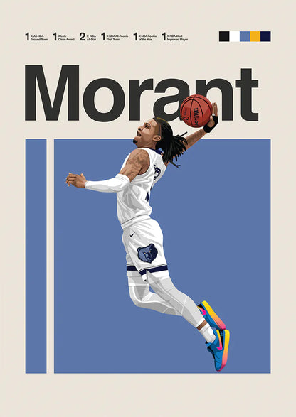 Ja Morant dunking poster in Memphis Grizzlies uniform