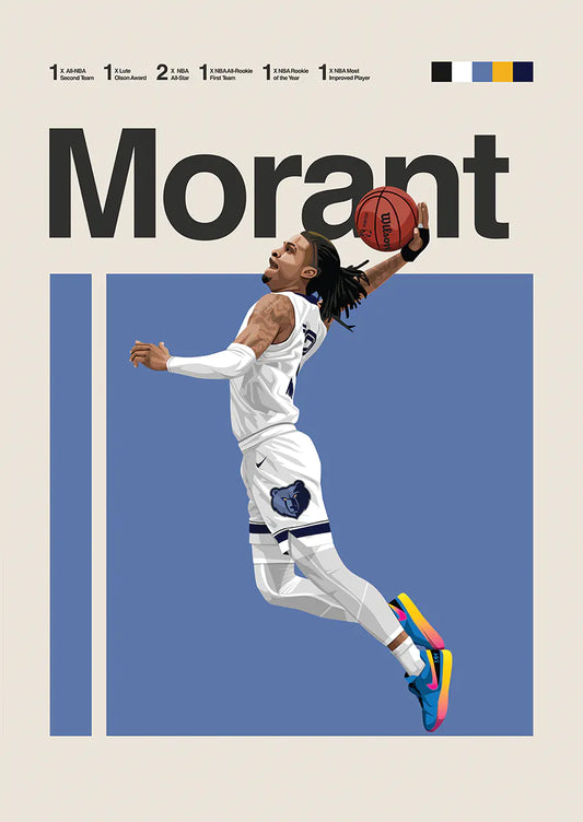 Ja Morant dunking poster in Memphis Grizzlies uniform