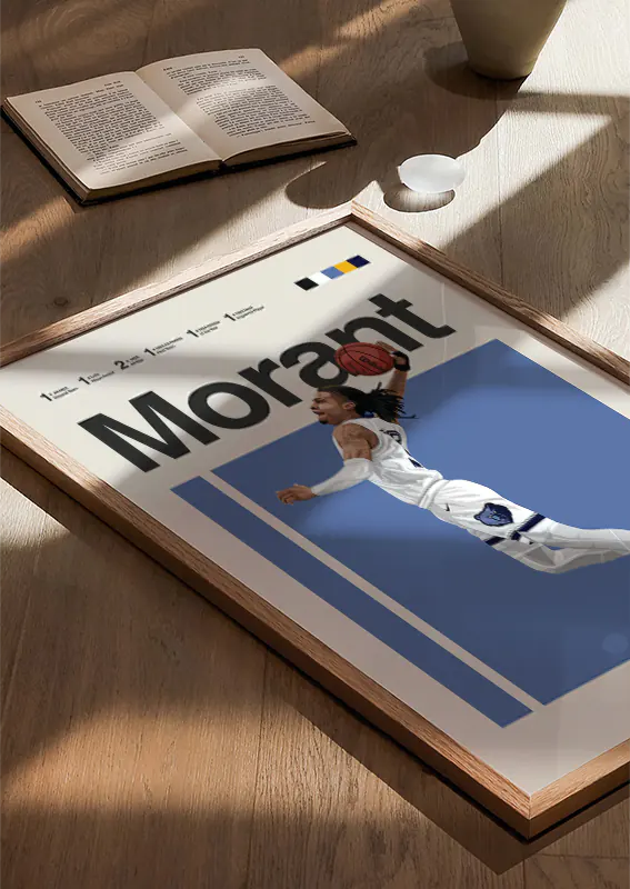 Memphis Grizzlies wall art featuring Ja Morant jump dunk