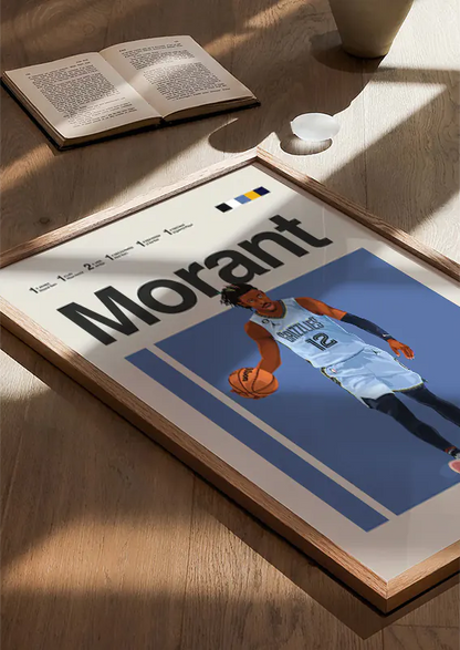 Memphis Grizzlies poster of Ja Morant dribbling mid-play