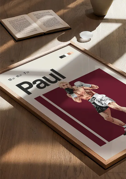 Jake Paul fight night poster for game room or gym-style decor