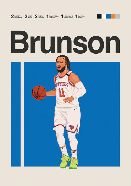 Jalen Brunson poster with New York Knicks NBA star