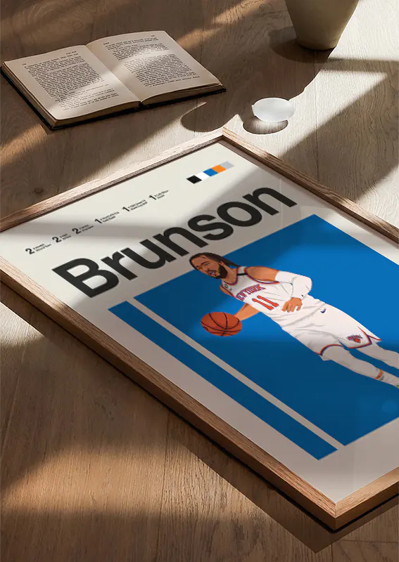 Minimalist NBA print featuring point guard Jalen Brunson