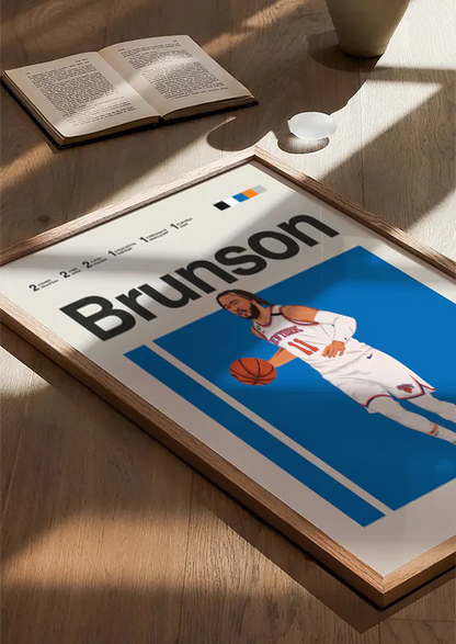 Minimalist NBA print featuring point guard Jalen Brunson