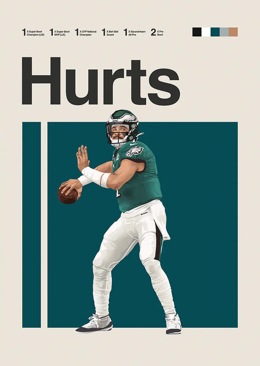 Jalen Hurts poster in Philadelphia Eagles uniform