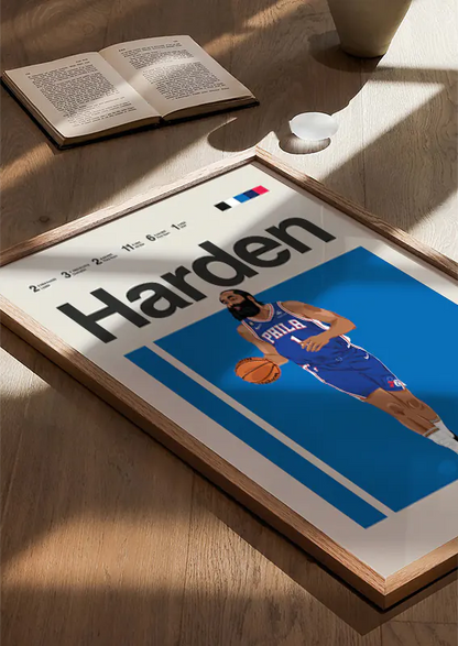 Modern sports wall art of James Harden for basketball fans