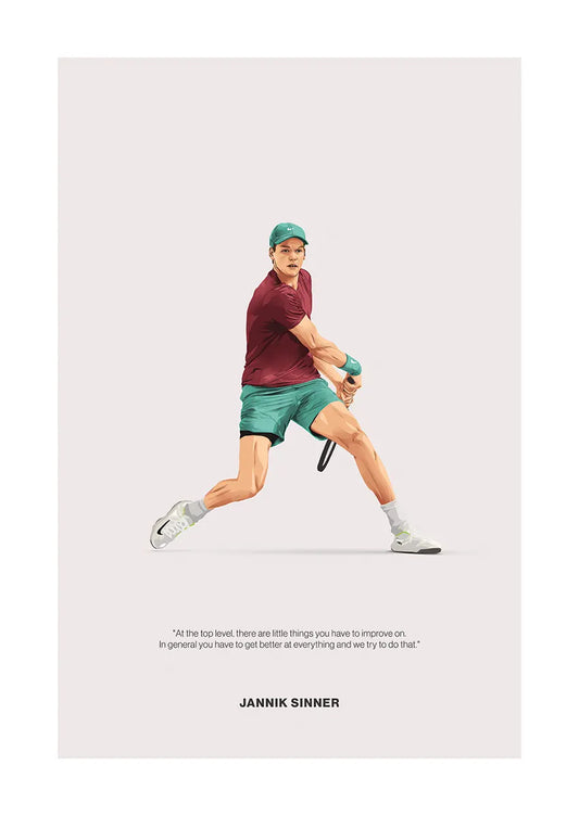 Jannik Sinner tennis poster minimalist sports wall art print
