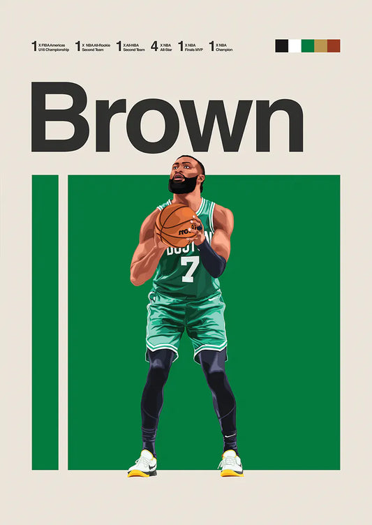Jaylen Brown shooting basketball in Boston Celtics uniform poster