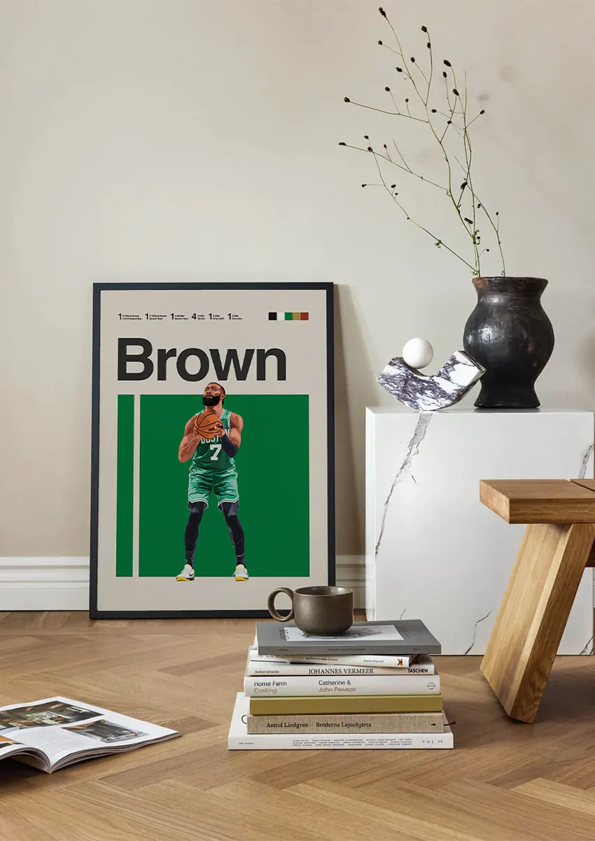 NBA wall art of Jaylen Brown preparing to shoot
