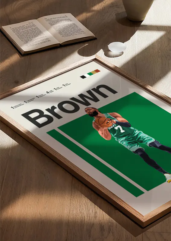 Boston Celtics poster featuring Jaylen Brown basketball shot