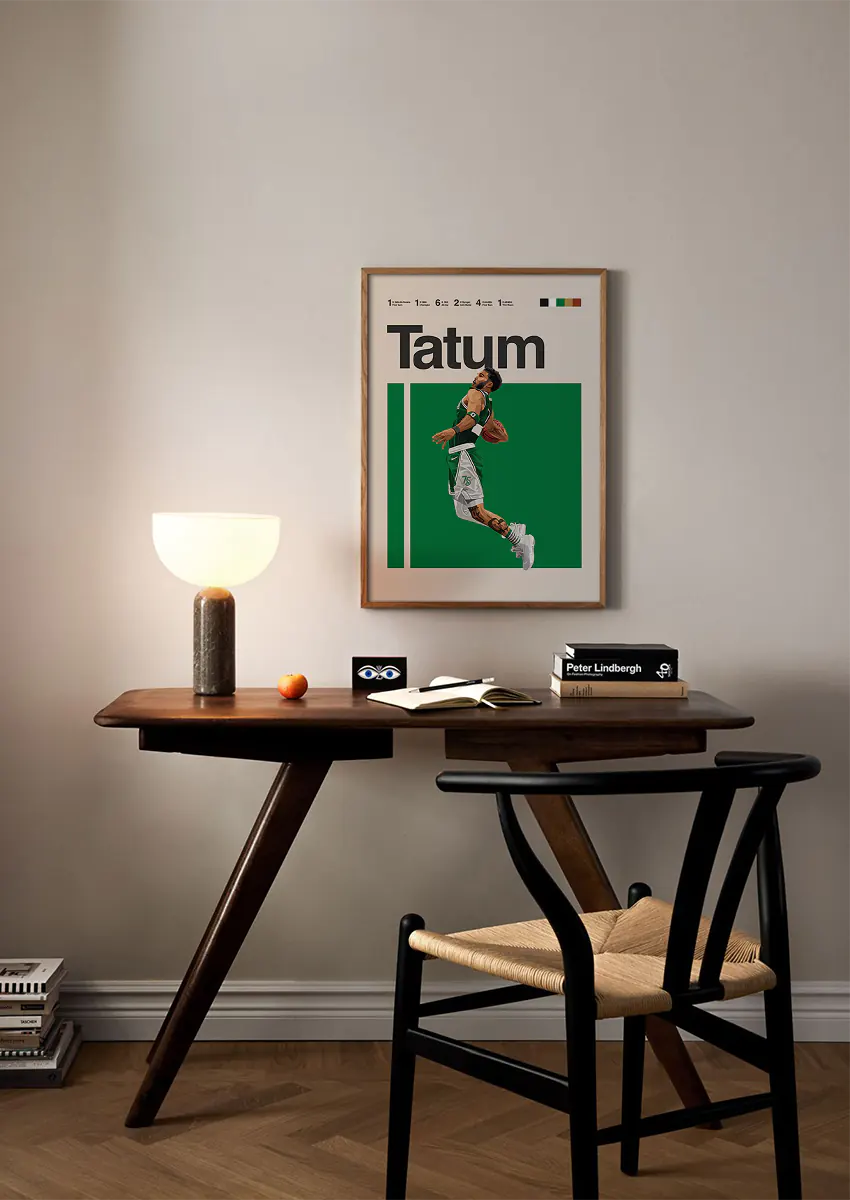 NBA artwork of Jayson Tatum in mid-air slam