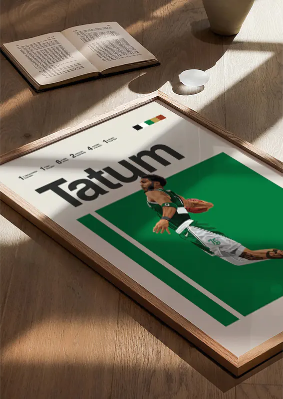 Boston Celtics wall art featuring Jayson Tatum dunk