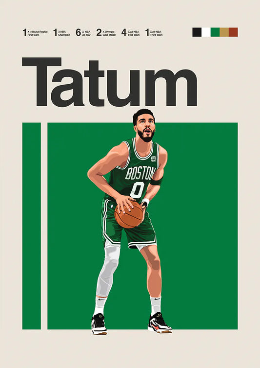 Jayson Tatum shooting stance poster in Boston Celtics uniform