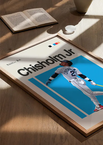 blue background sports art of jazz chisholm jr