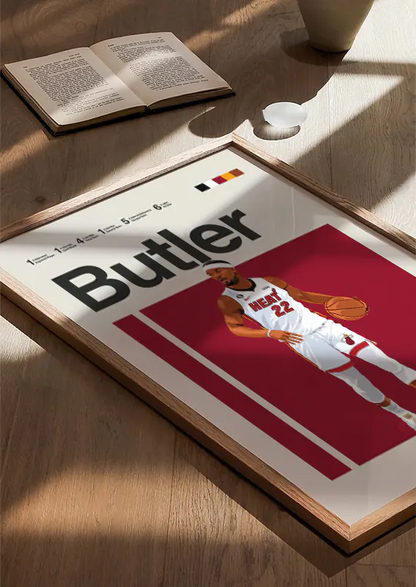 Miami Heat basketball poster featuring Jimmy Butler in action