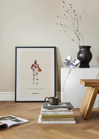 NBA artwork of Jimmy Butler in white Heat uniform with focused pose