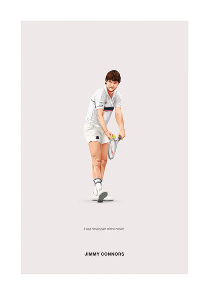 Jimmy Connors tennis poster with quote minimalist sports wall art