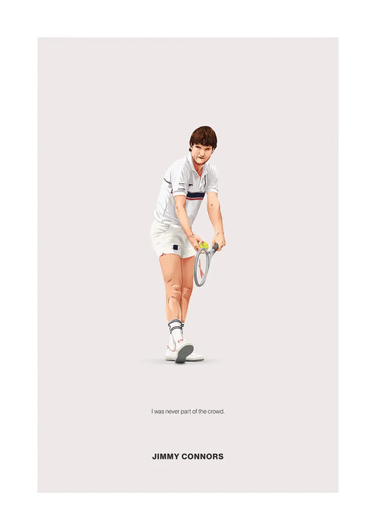 Jimmy Connors tennis poster with quote minimalist sports wall art