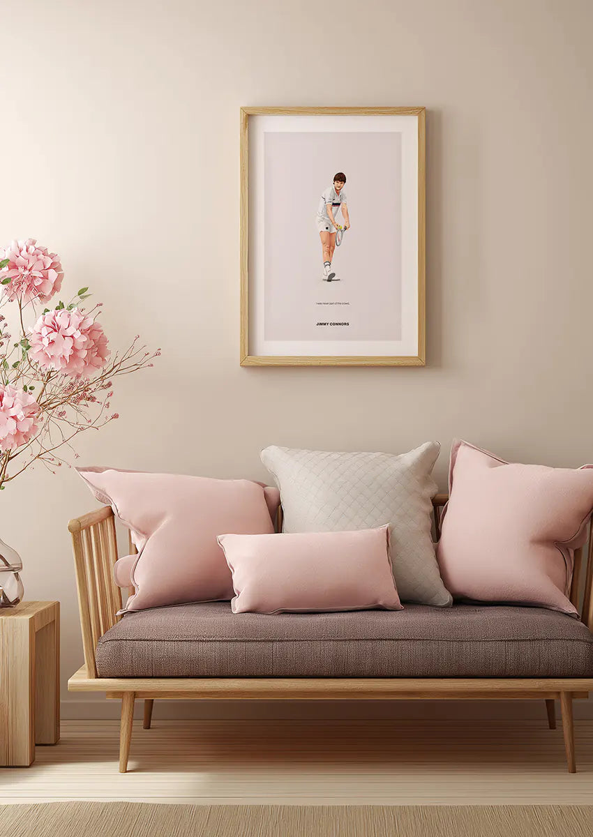 Retro tennis legend artwork for office or game room decor