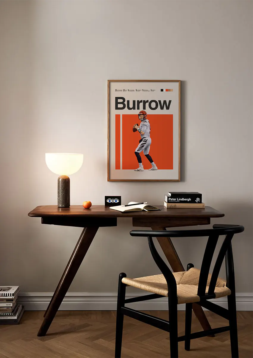 NFL quarterback wall art featuring Joe Burrow