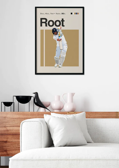 cricket wall art joe root batting action pose