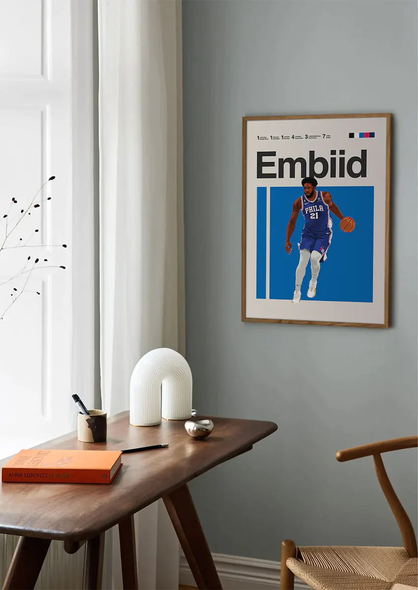 NBA art print of Joel Embiid in action for the 76ers