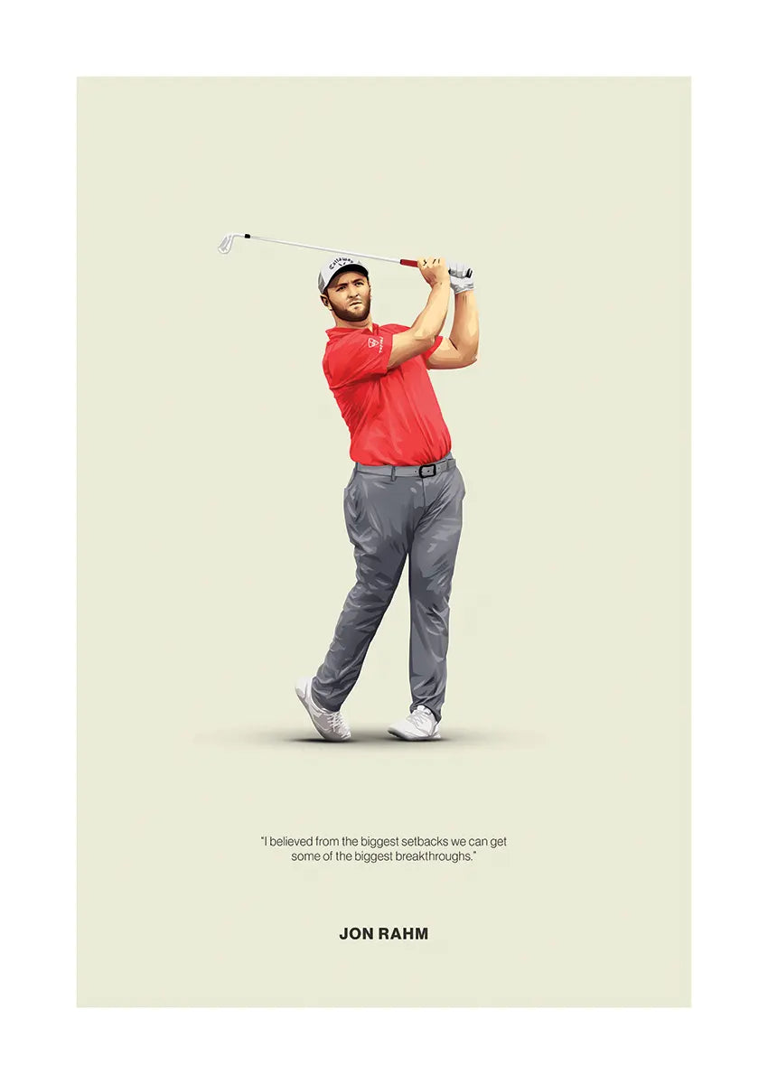 Jon Rahm golf swing poster inspirational sports art print