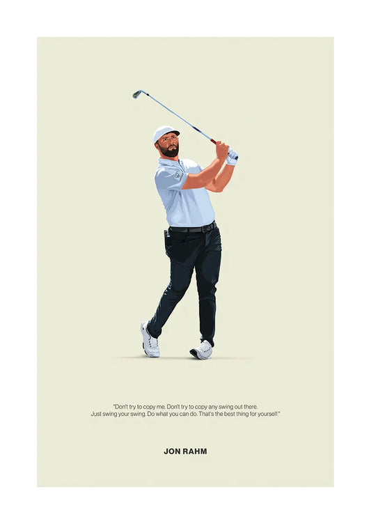 Jon Rahm golf poster with motivational quote