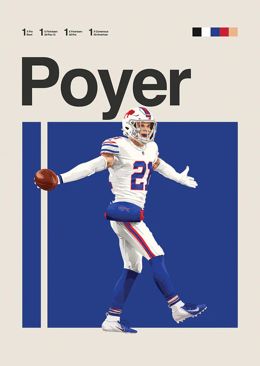 Jordan Poyer poster in white Bills uniform