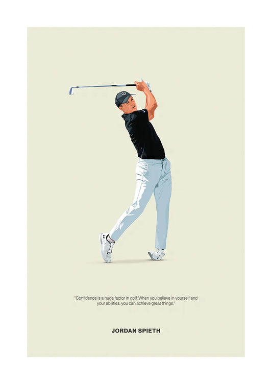 Jordan Spieth golf swing poster with motivational quote