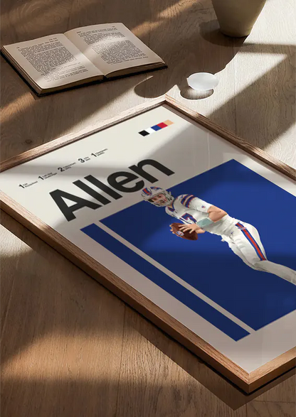 Josh Allen football illustration decor