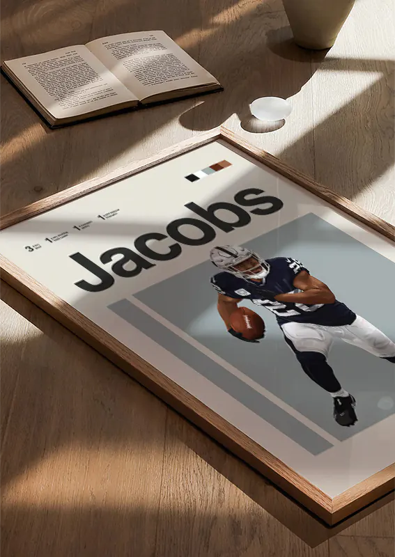 Josh Jacobs sports print for game room decor