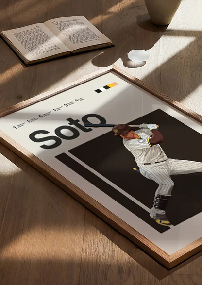 brown background sports artwork of juan soto