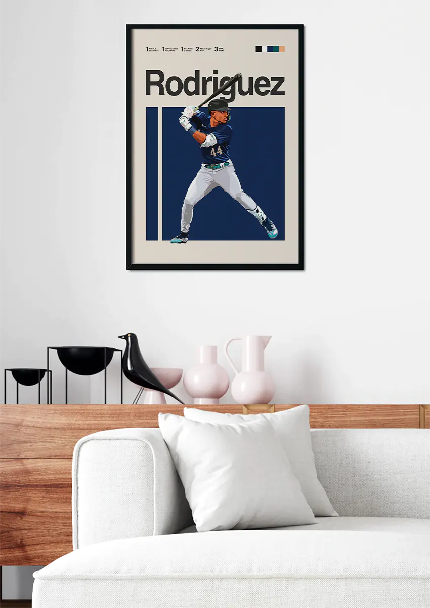 mlb rookie julio rodriguez swinging bat print