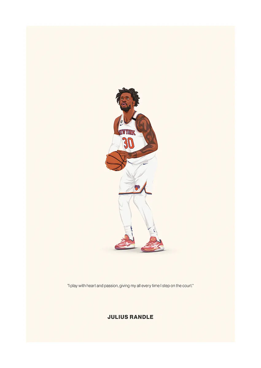 Julius Randle New York Knicks basketball poster with motivational quote