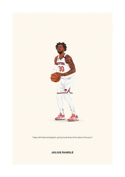 Julius Randle New York Knicks basketball poster with motivational quote