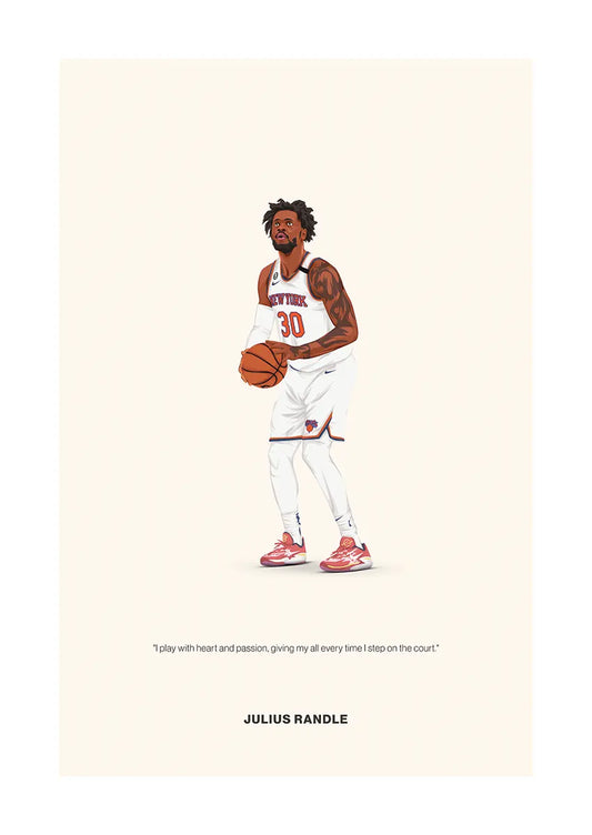 Julius Randle New York Knicks basketball poster with motivational quote