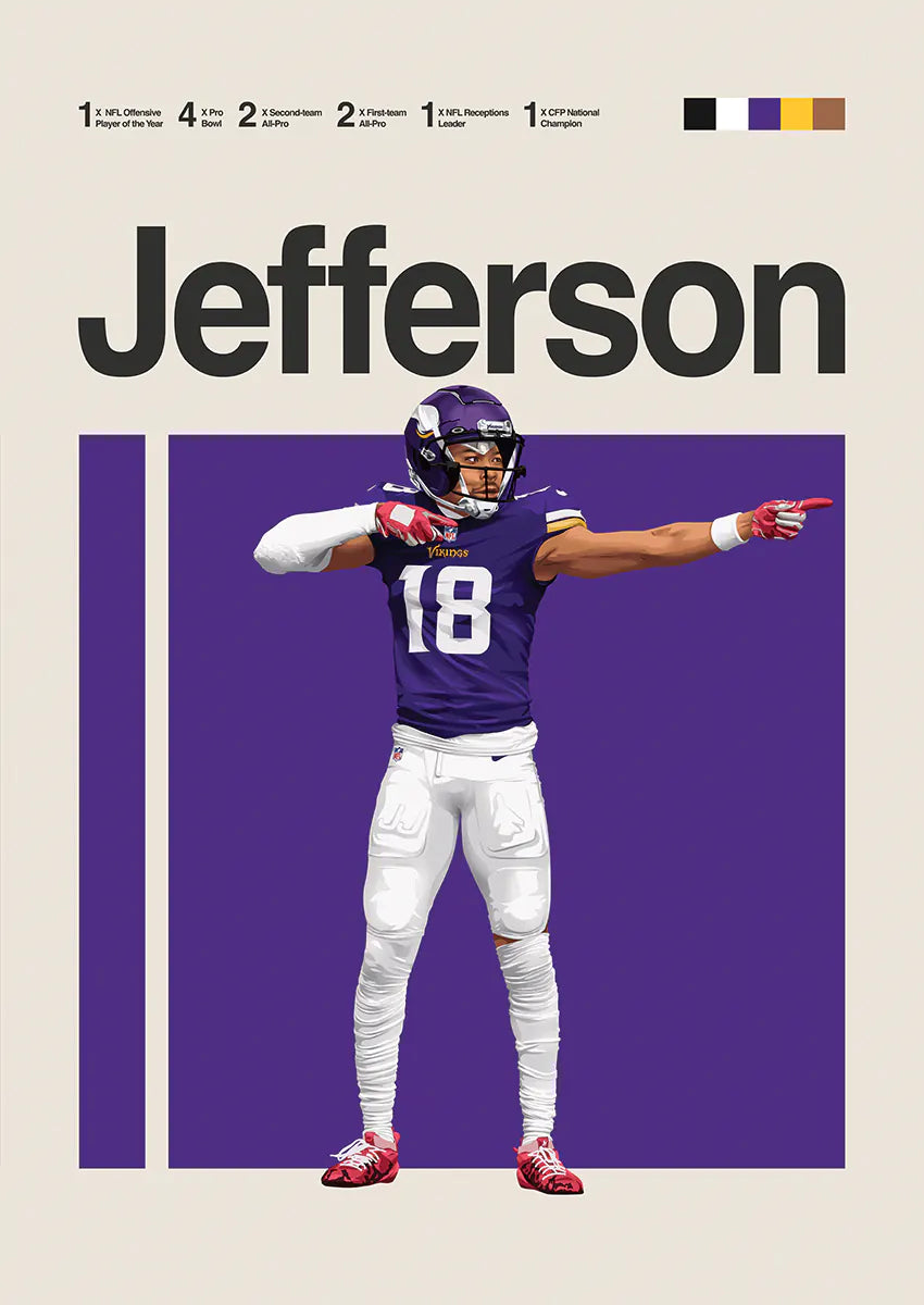 Justin Jefferson poster in purple background