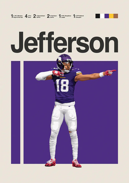 Justin Jefferson poster in purple background