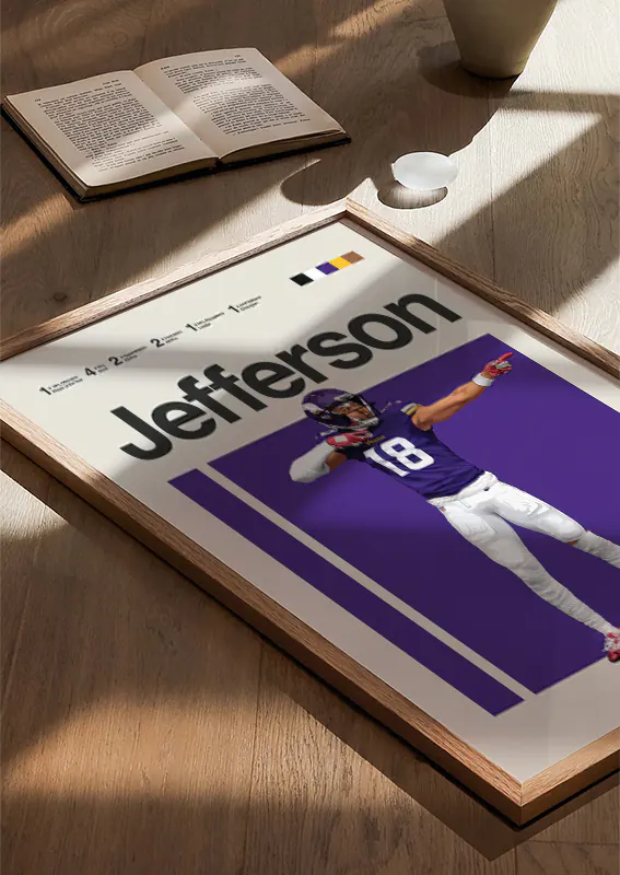 NFL sports wall decor featuring Justin Jefferson