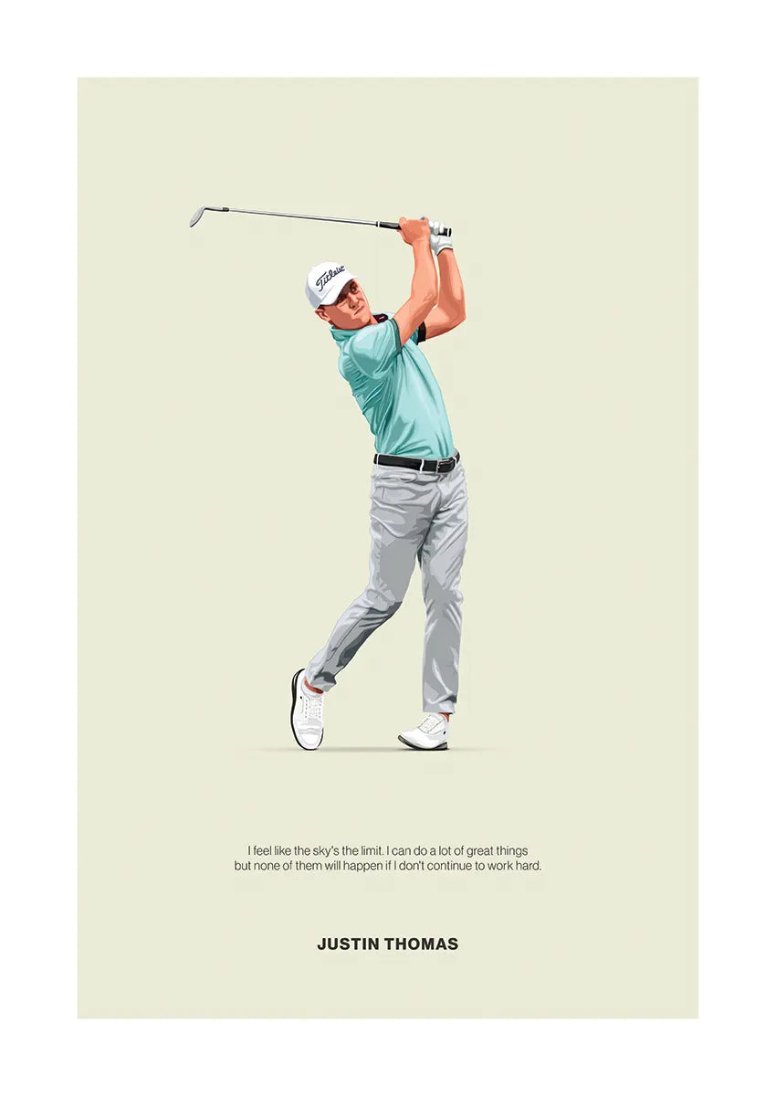 Justin Thomas golf swing motivational poster for sports decor